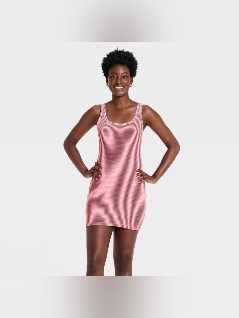 Women's Knit Mini Bodycon Dress - Universal Thread™ Red Striped XL